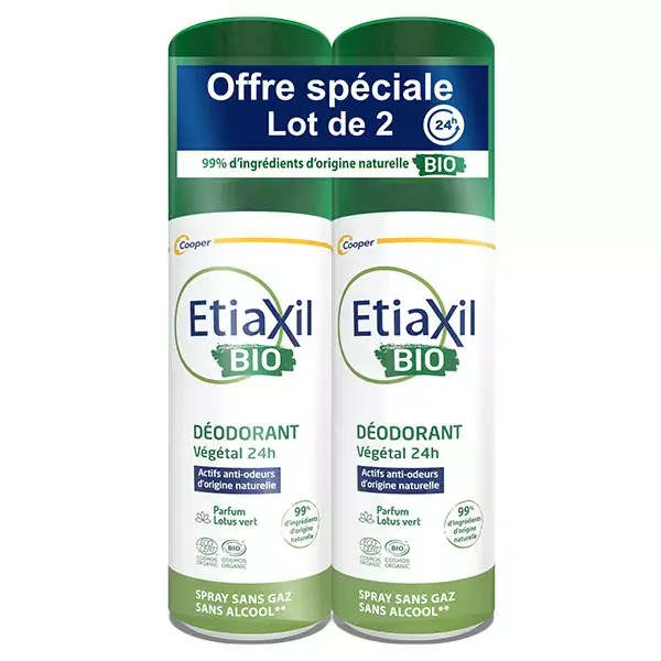 Etiaxil 24h Desodorante Spray Orgânico à Base de Plantas, Pacote com 2 x 100ml