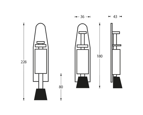 Deurstopper, geborsteld roestvrij staal, 180 mm