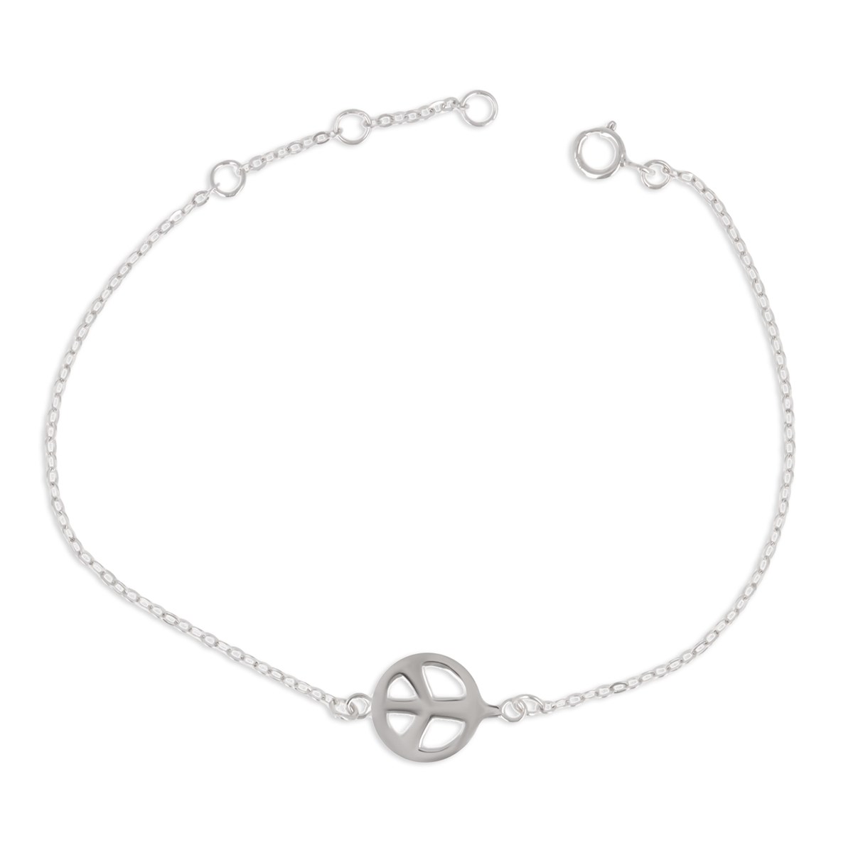 Bracelet Argent rhodié chaîne maille forçat longueur réglable 16cm+3cm
