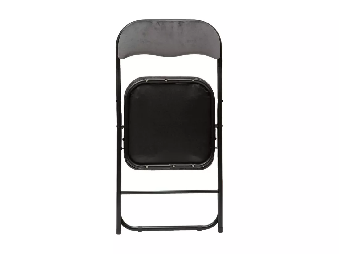 Chaise pliante confortable en métal et velours Gris H 79 cm