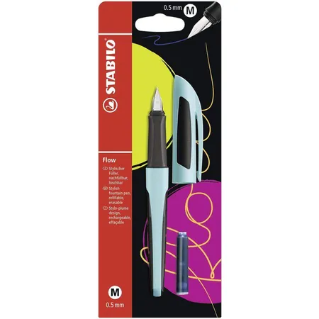 Füller - STABILO Flow SPORTY in hellblau/schwarz - Einzelstift - inklusive Patrone