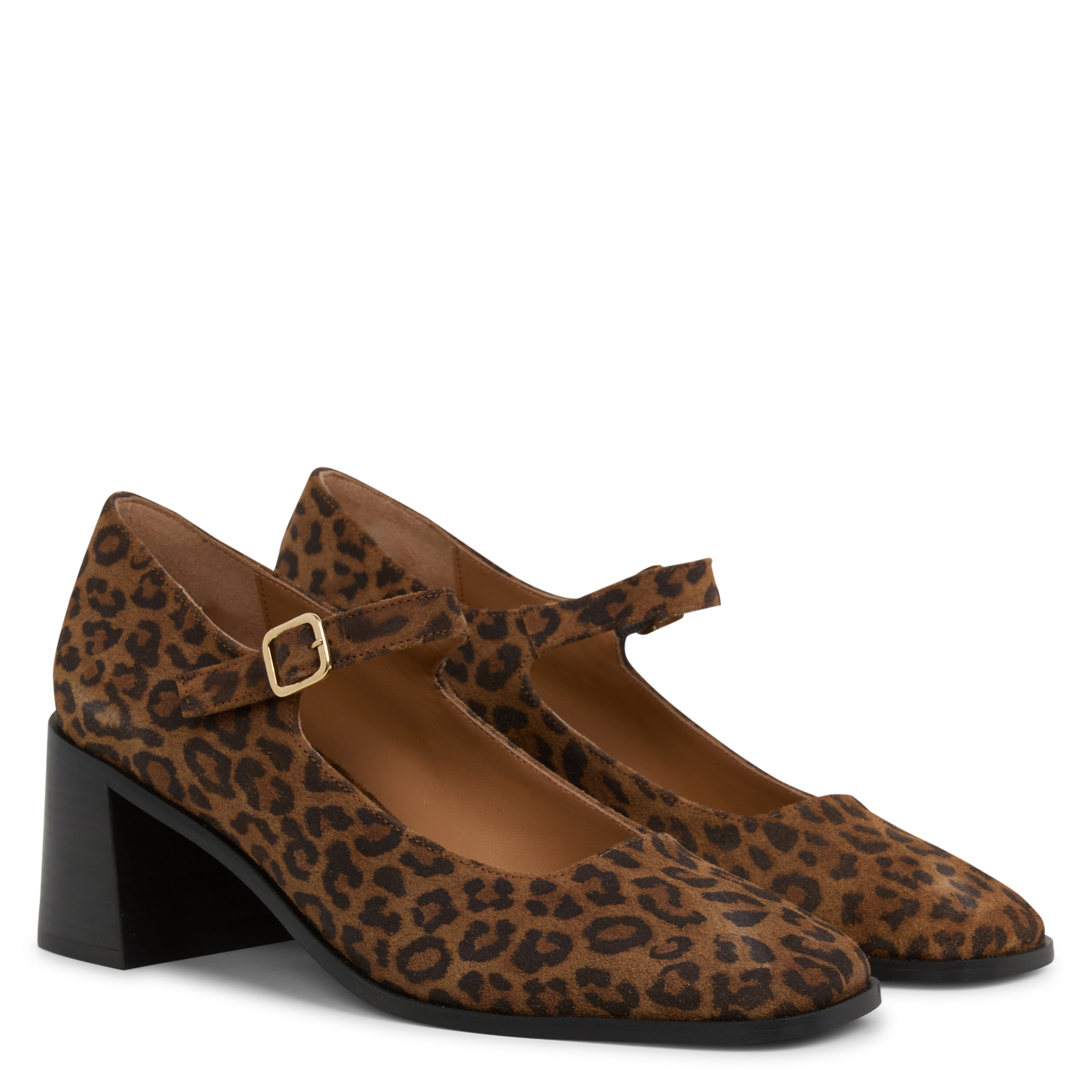 REBECCA - Babies léopard en cuir | Marron