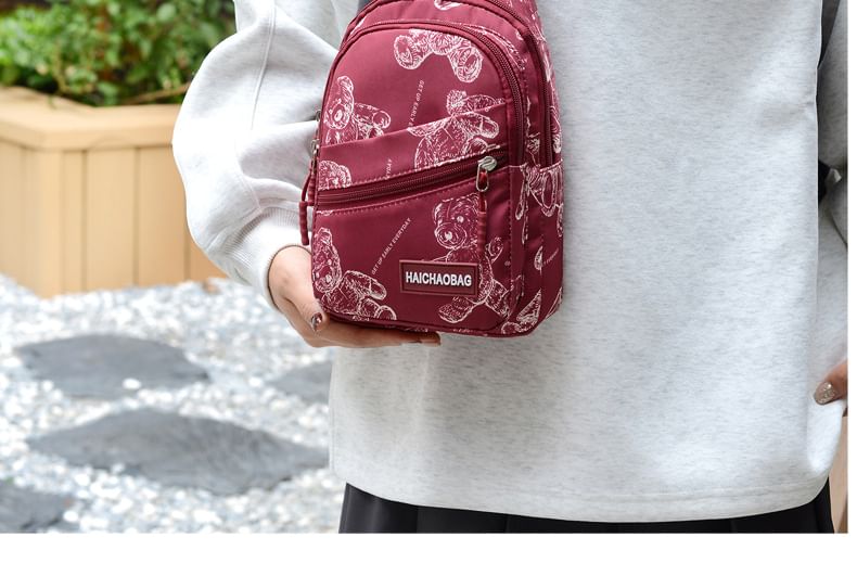HOVERUP - Nylon schoudertas met berenprint