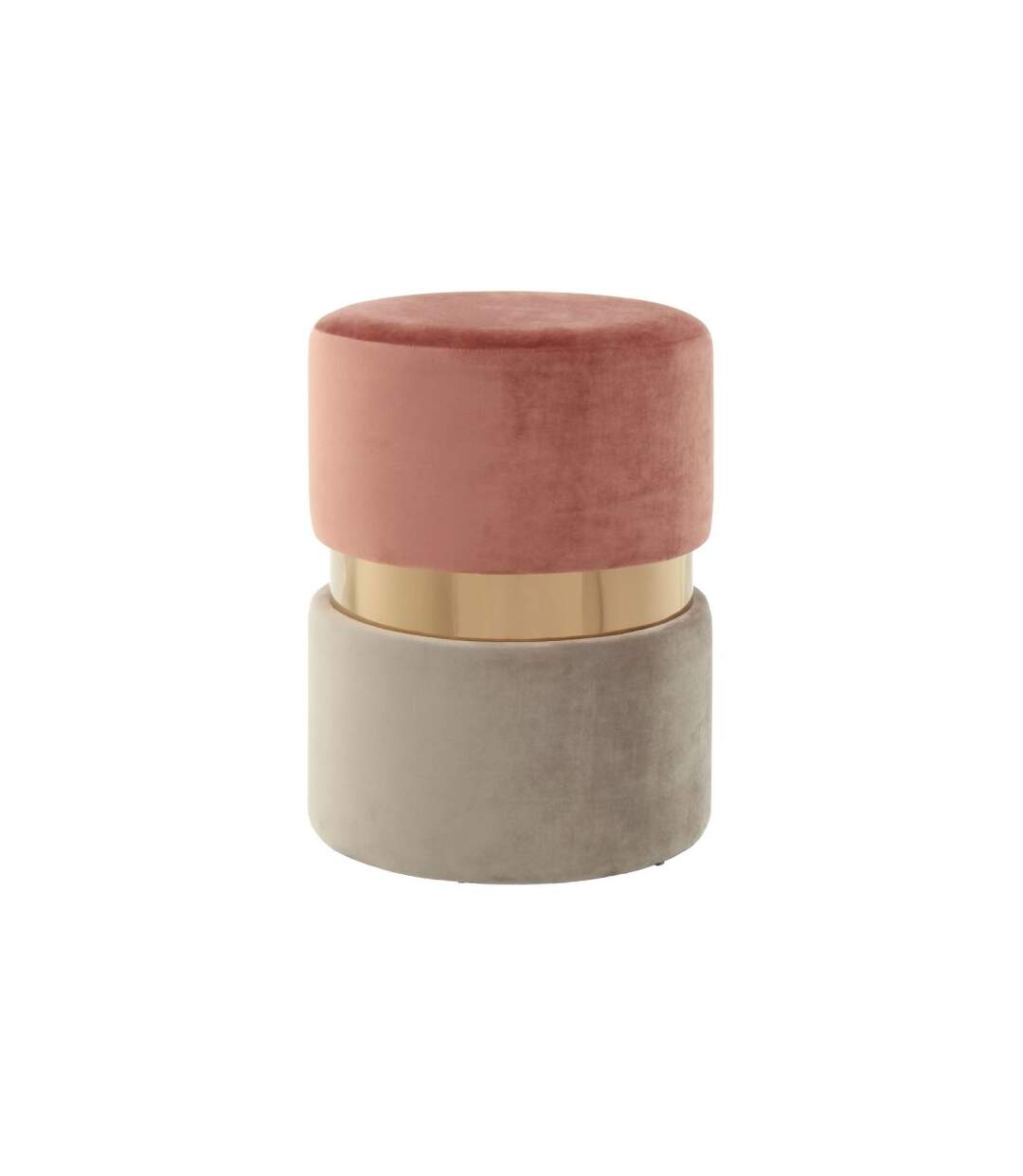 Paris Prix - Pouf Rond Design gipsy 46cm Rose & Taupe