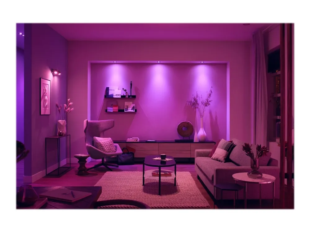 Philips Hue White and Color Ambiance Centura - Indlejret spotlys - LED-spot lyspære - GU10 - 5.7 W - klasse G - 16 millioner farver/varmt hvidt til koldt hvidt lys - 2000-6500 K - aluminium (pakke med 3)