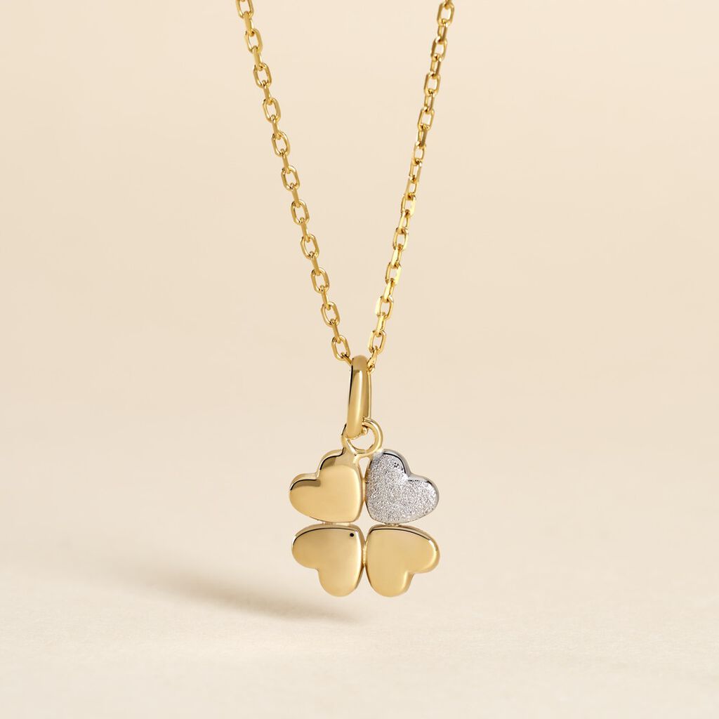 Pendentif Eudocie Coeur Trefle Or Jaune