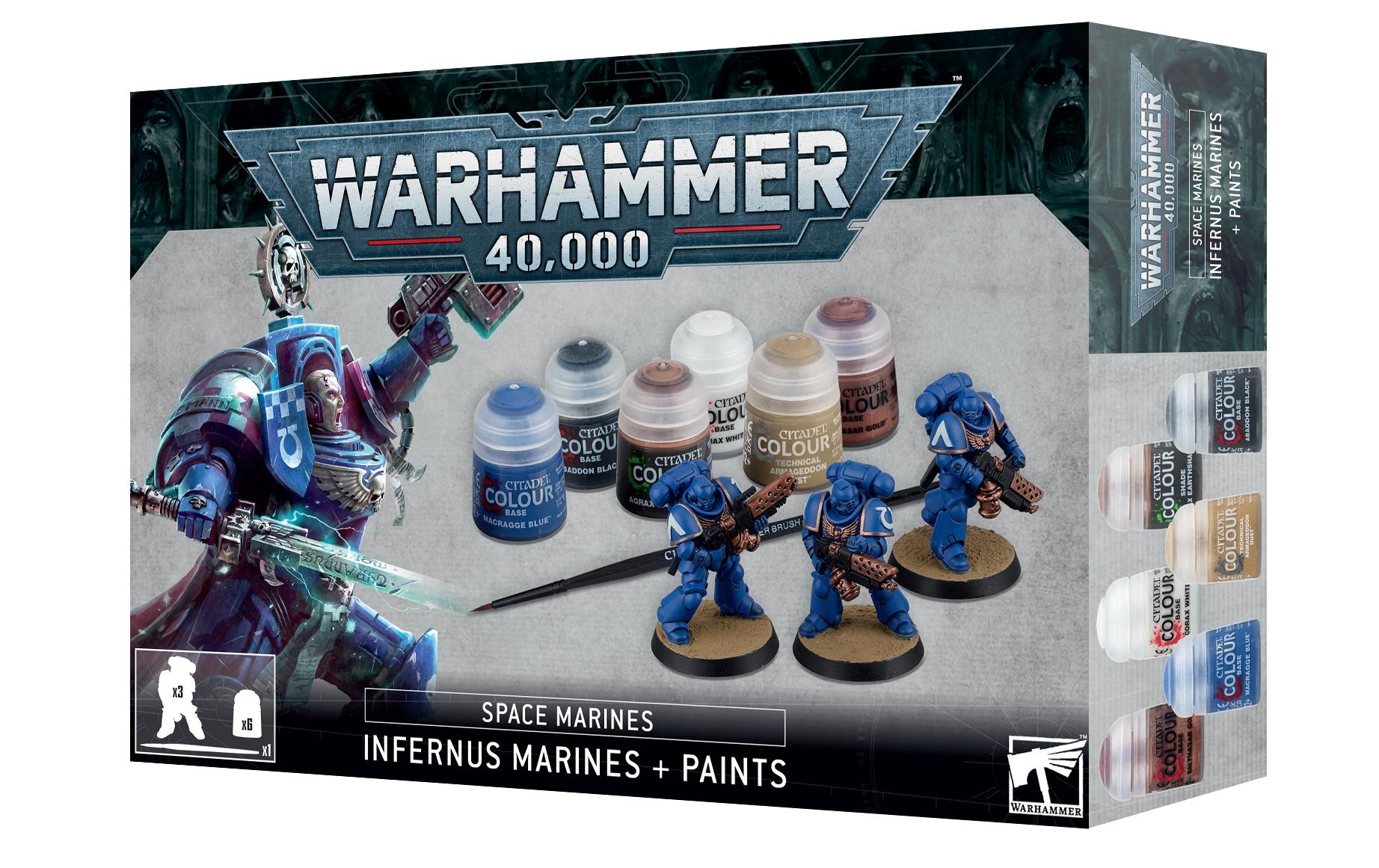 Figurenset Warhammer 40.000 Infernus Marines mit FarbenSpace Marines Miniaturen mit Citadel Farben