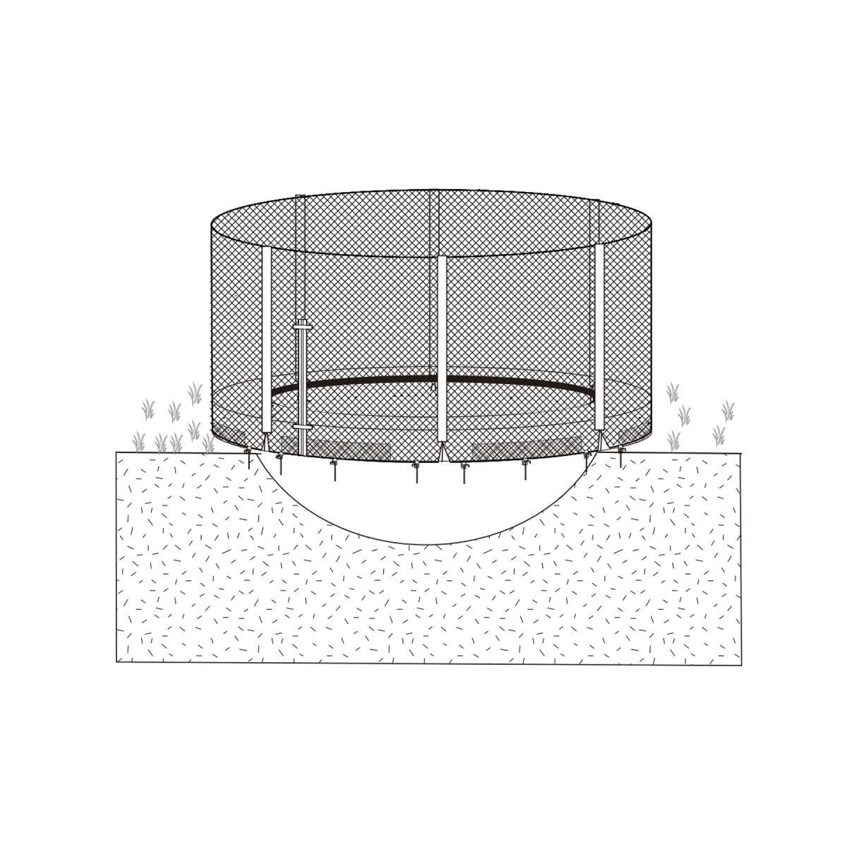 Kapsling for 305cm marktrampolin, med stenger, sort