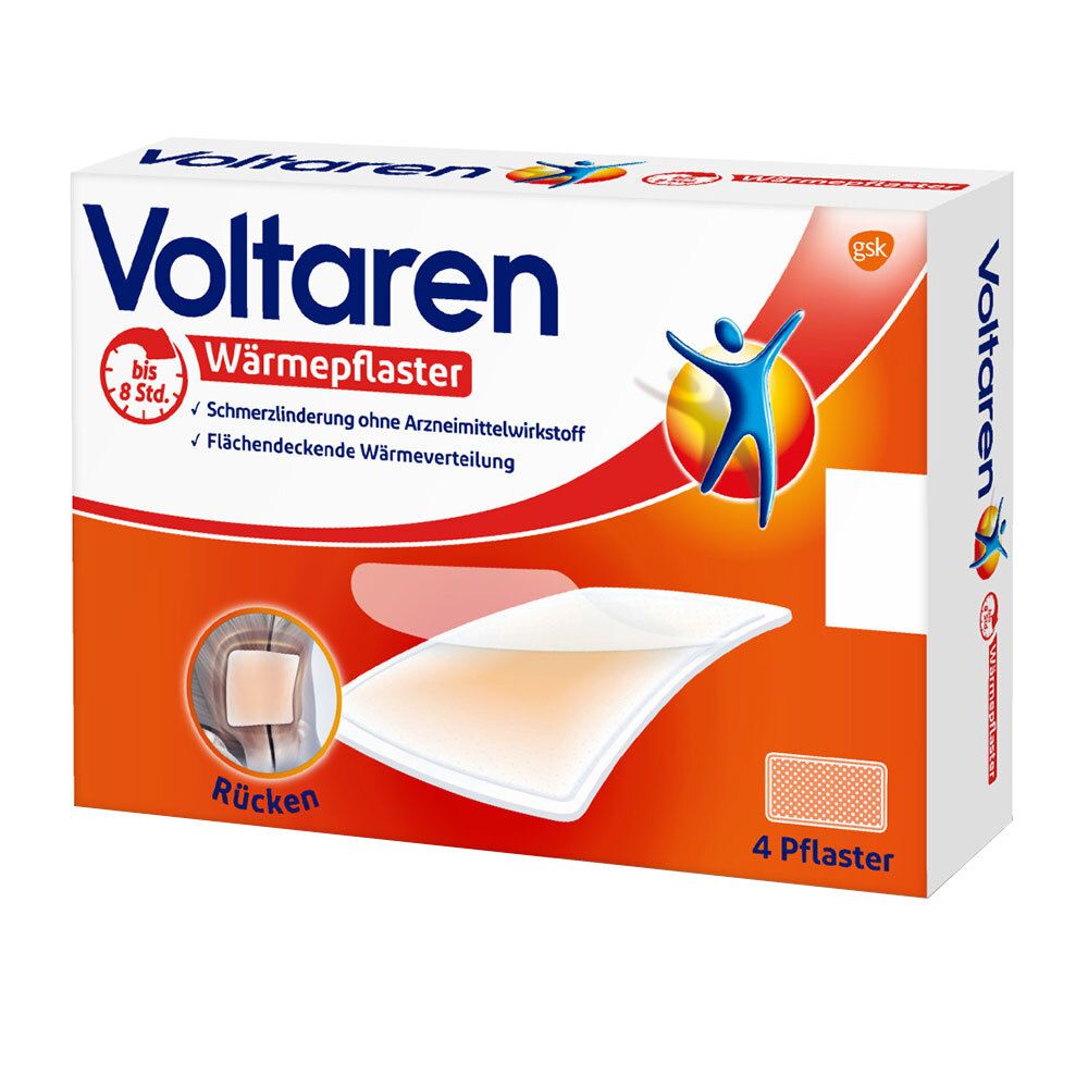 Voltaren Wärmepflaster ohne Arzneimittelwirkstoff, 4 Pflaster - Jetzt 20% Rabatt mit dem Code voltaren20 sparen