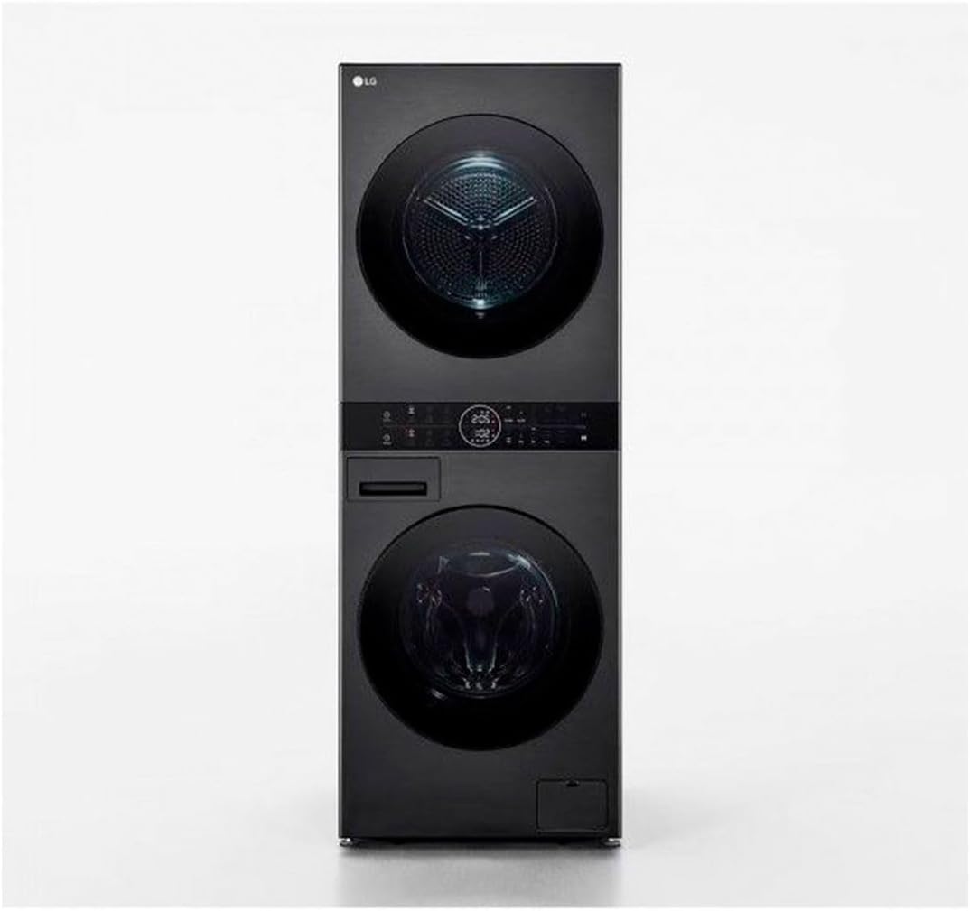 LG WT1210BBF Washtower, Waschmaschine Klasse C -10 Prozent 12kg und Trockner A 10 kg, einheitliches Panel, TurboWash, Smart Pairing, WiFi, Schwarz