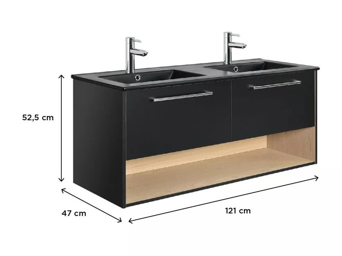 Meuble double vasque noir 120cm + vasque