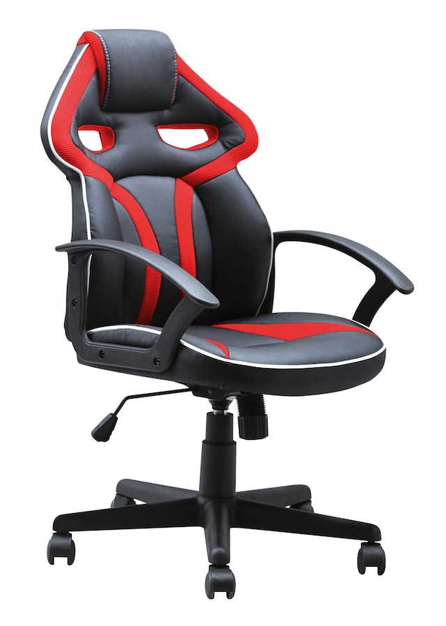 Gaming Stuhl Alex Lederlook Schwarz-Mesh Rot
