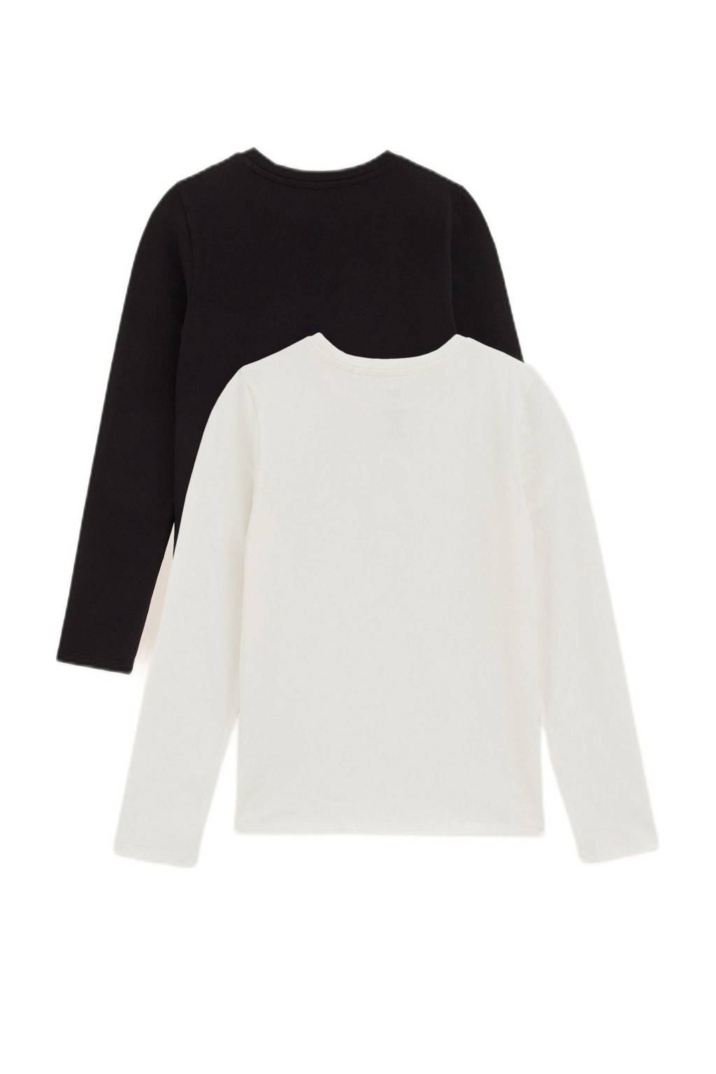 WE Fashion longsleeve - set van 2 zwart/wit