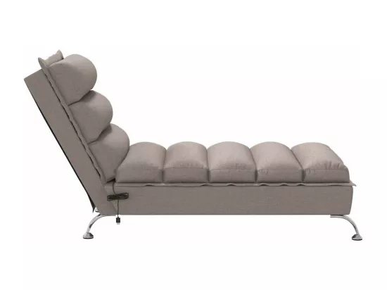 Chaise longue de massage avec coussins taupe tissu