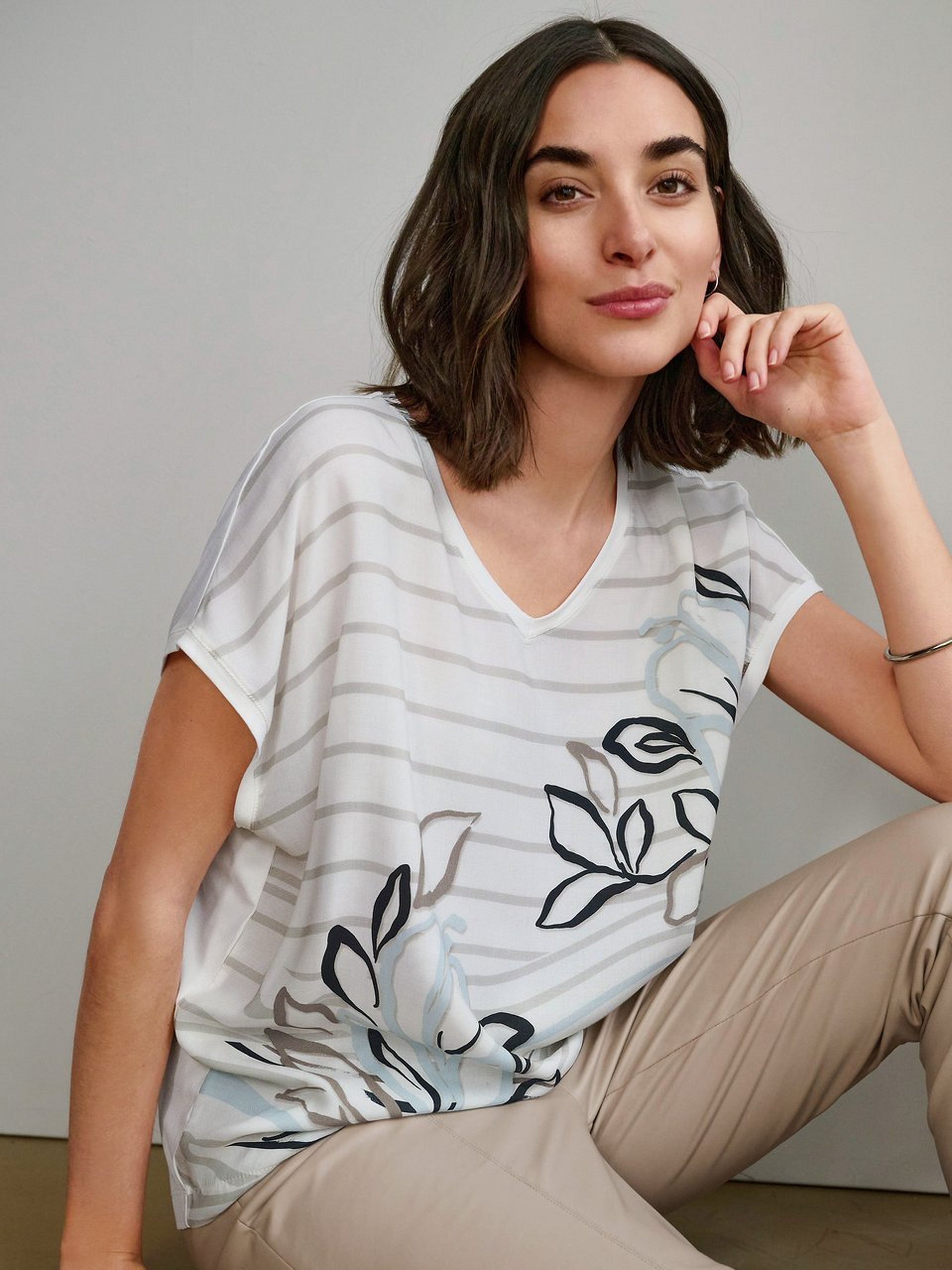 V-Shirt mit 1/2-Kimono-Arm