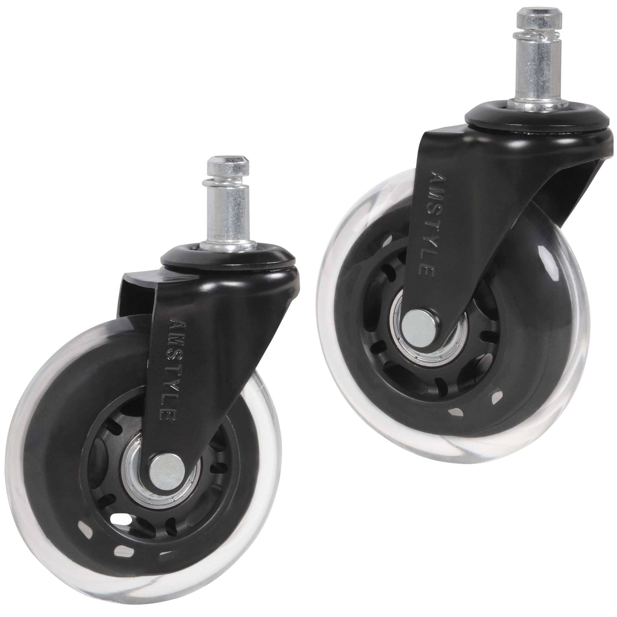 KADIMA DESIGN Gummierte Bürostuhlrollen für Teppich und Hartboden: 5er Set, 75 mm Durchmesser, geräuschlos, langlebig.