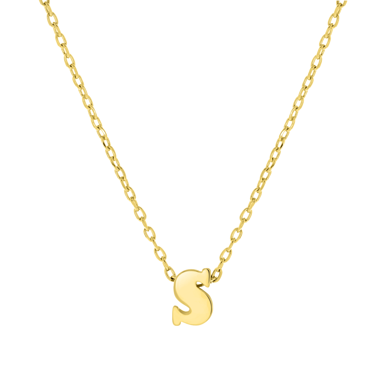 Stalen ketting goldplated met hanger letter