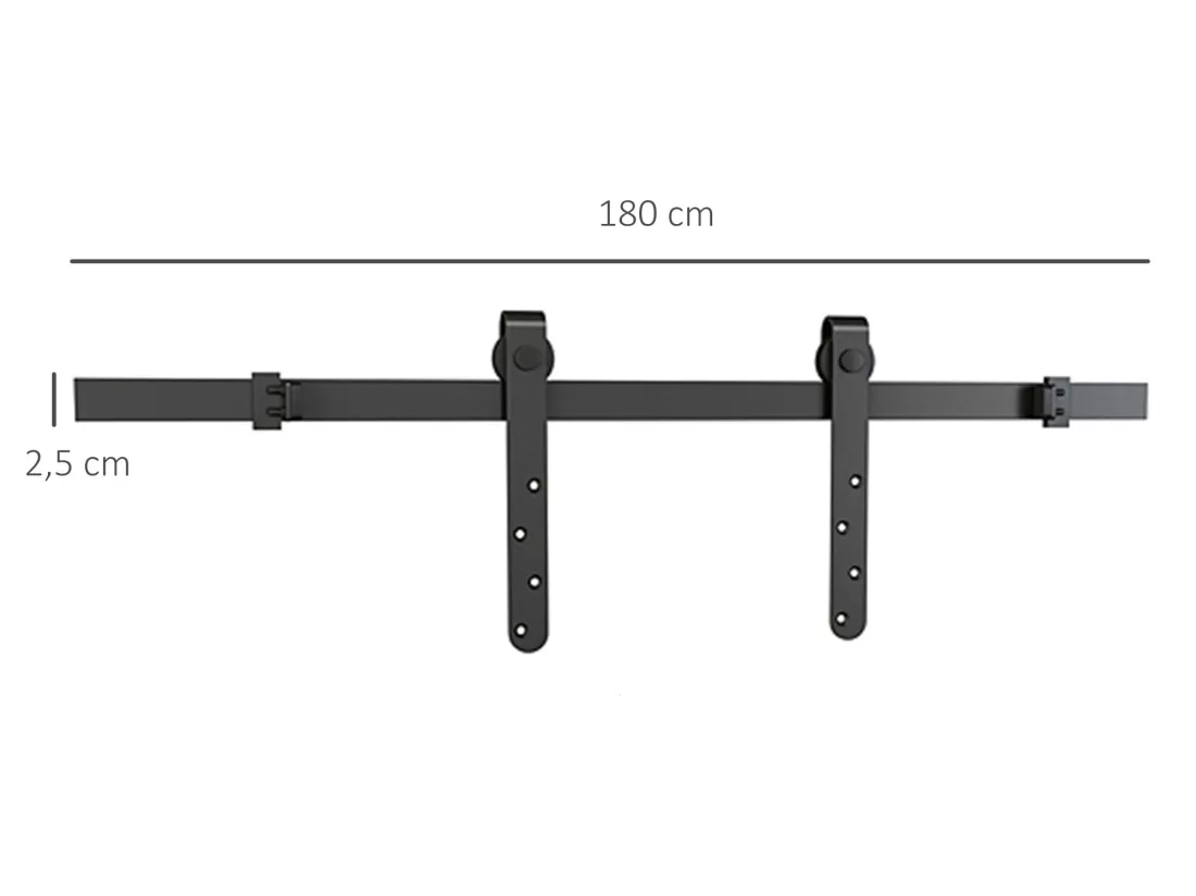 HOMCOM Kit de porte coulissante système galandage avec porte épaisseur 20-25 mm largeur max. 0,9 m charge max. 20 Kg acier noir