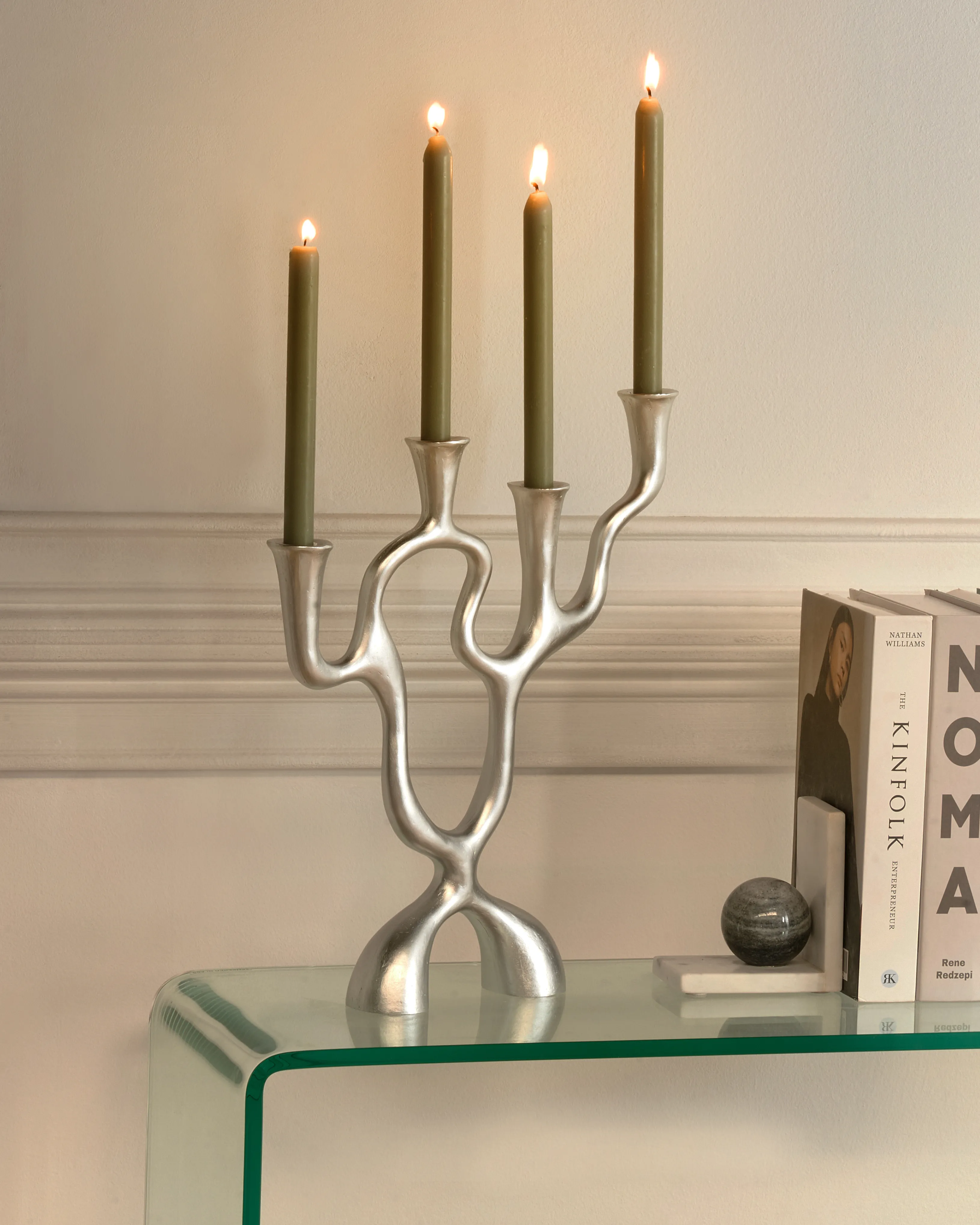 Kaarshouder FAMOES Metaal 41 cm Zilver