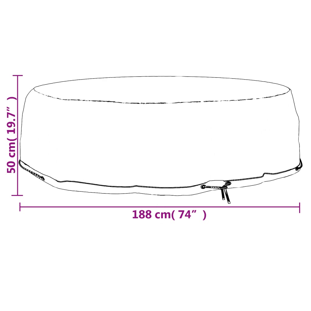 Housse pour salon îlot 8 œillets ø188x50 cm rond