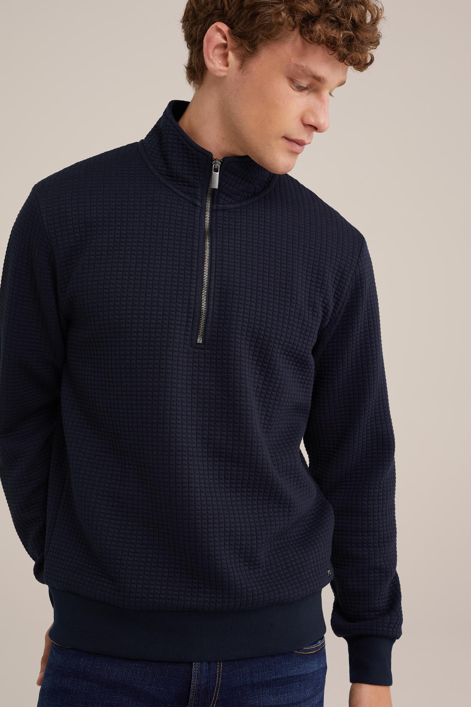 sweater met rits WE Fashion Donkerblauw