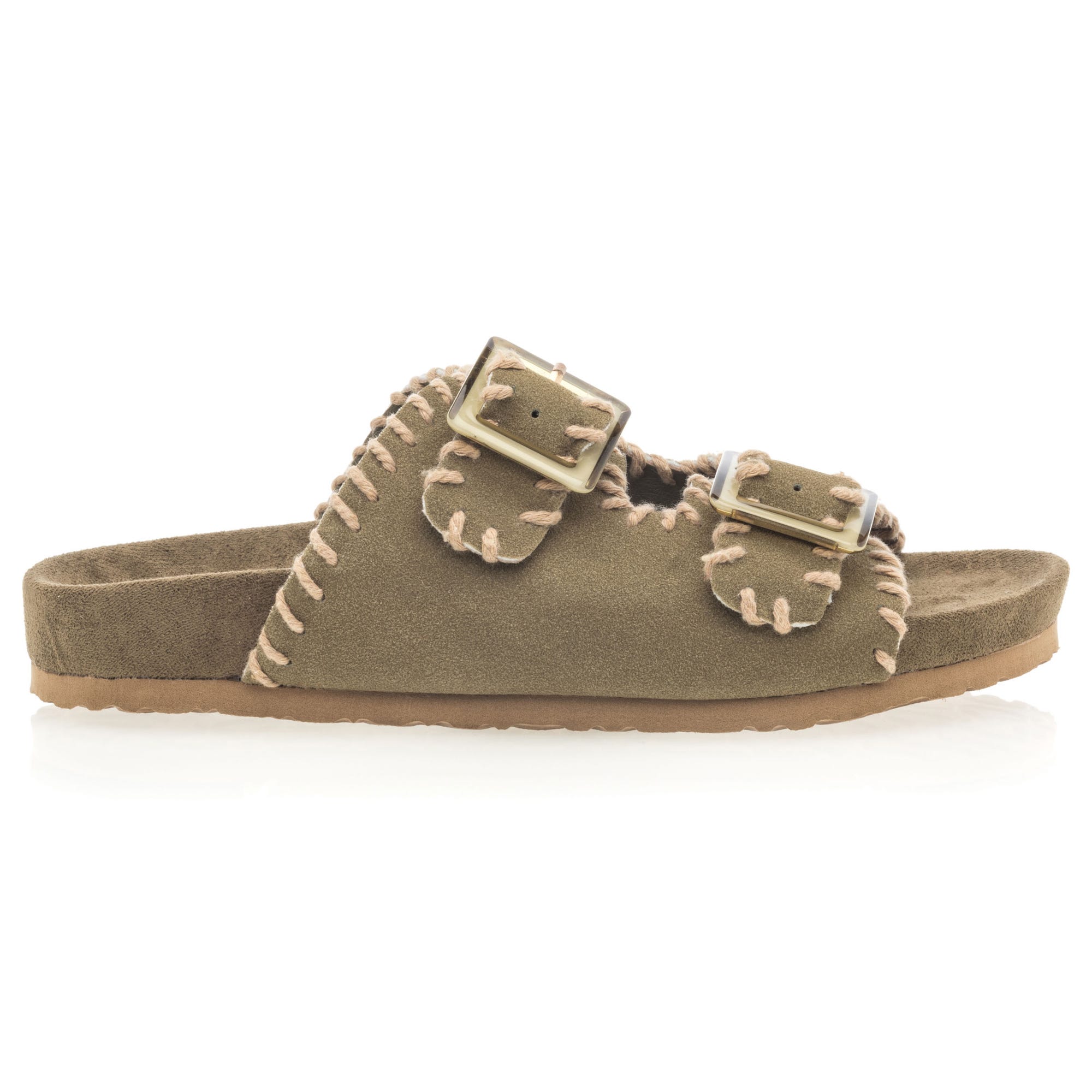 Mules semelle liège Femme kaki