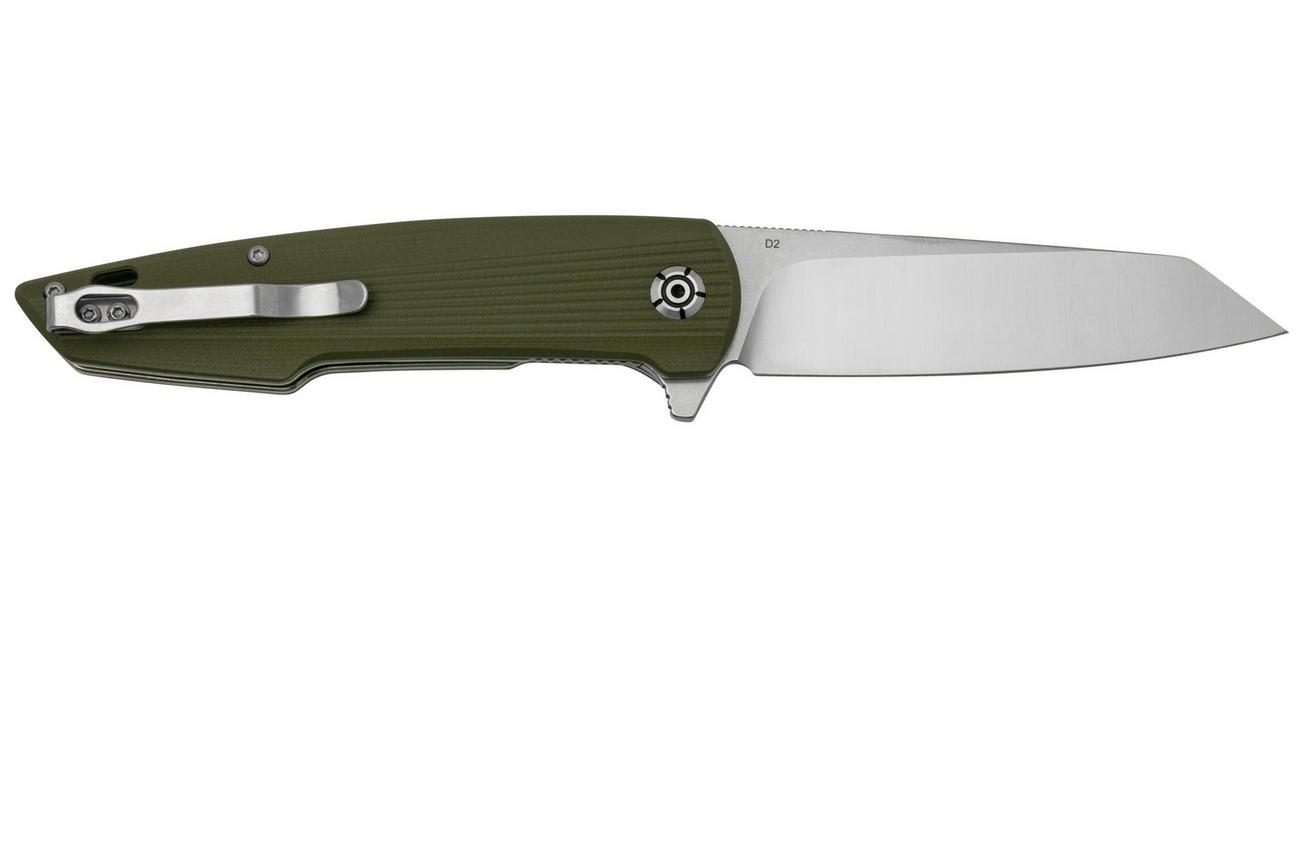 QSP Knife Phoenix QS108-B1 Satin D2, Green G10, zakmes