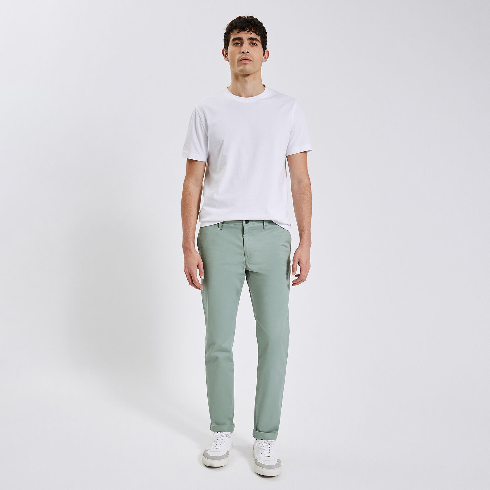Pantalon chino slim Vert Moyen