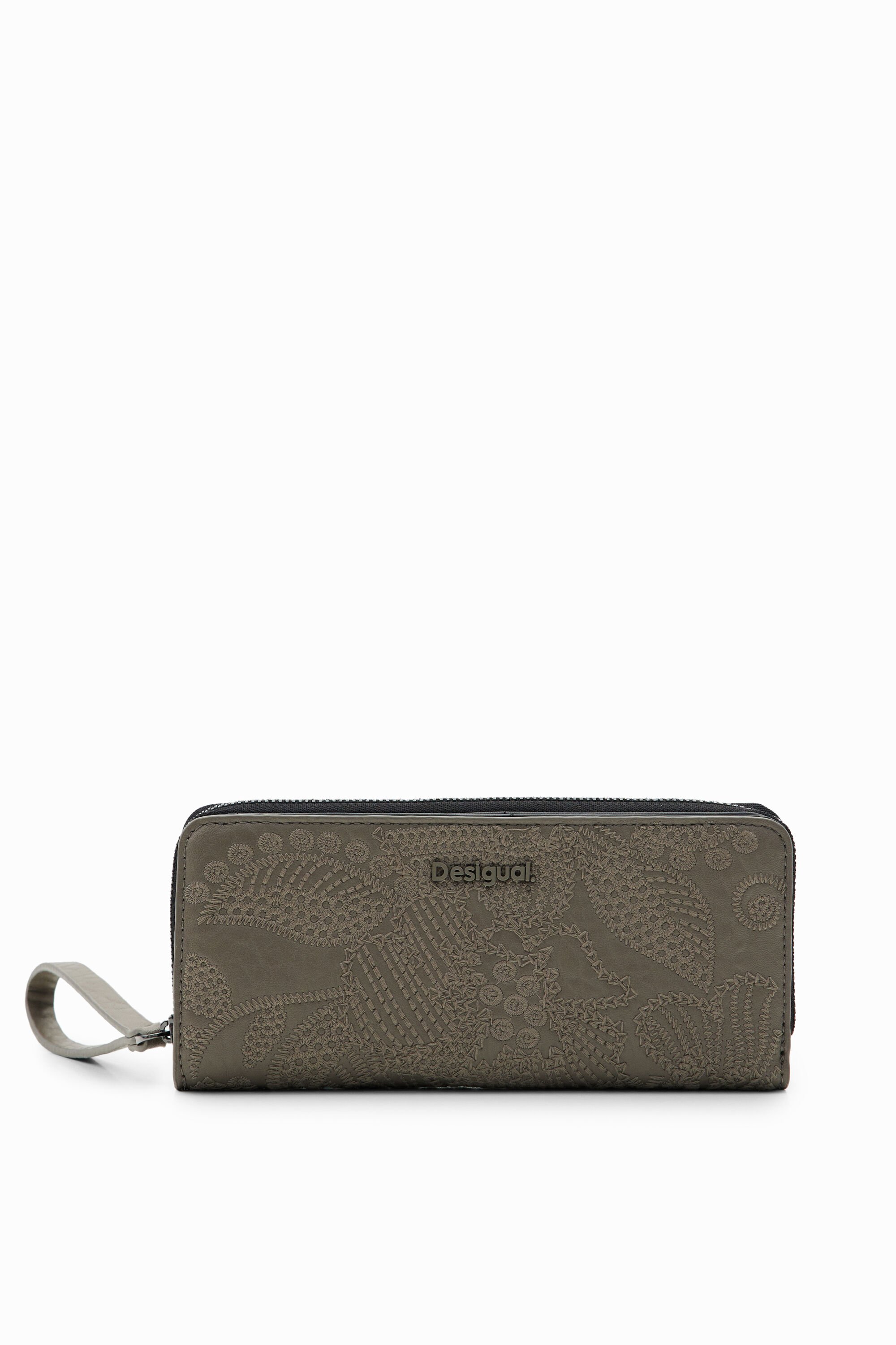 Grand portefeuille broderie fleurs