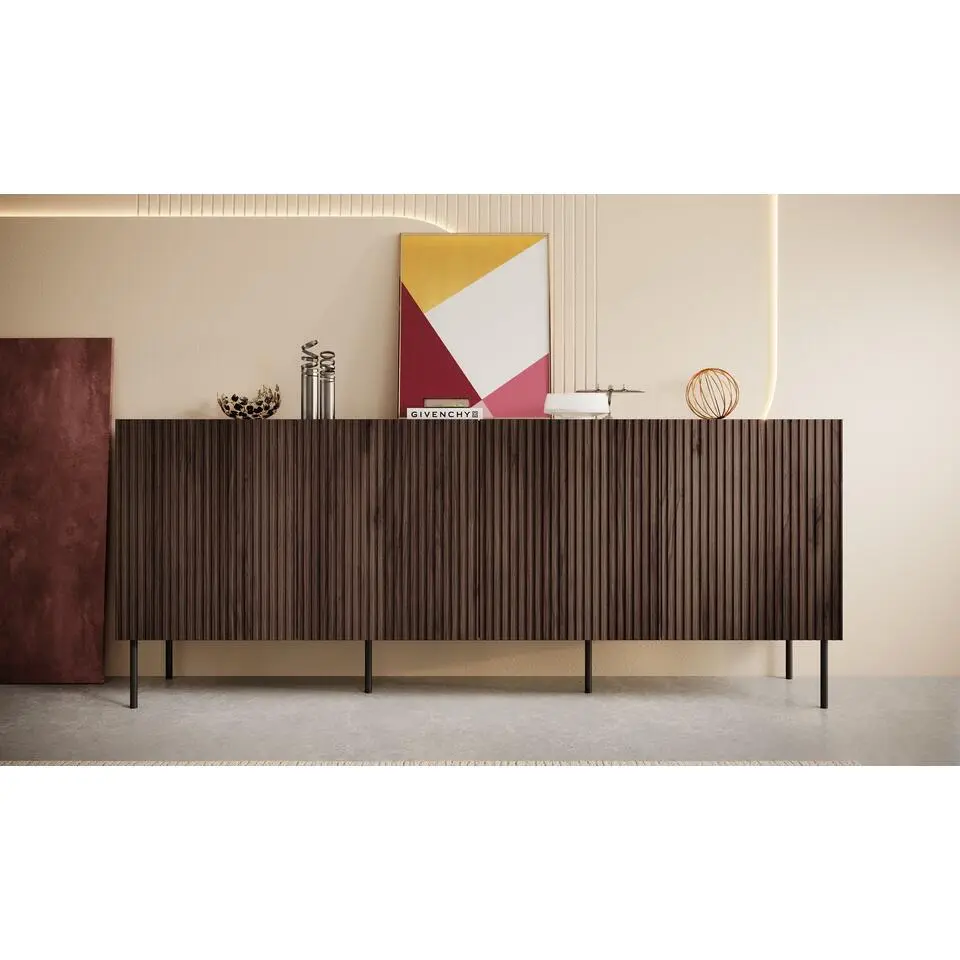 Meubella - Dressoir Tartagal - Donkerbruin eiken - 200 cm