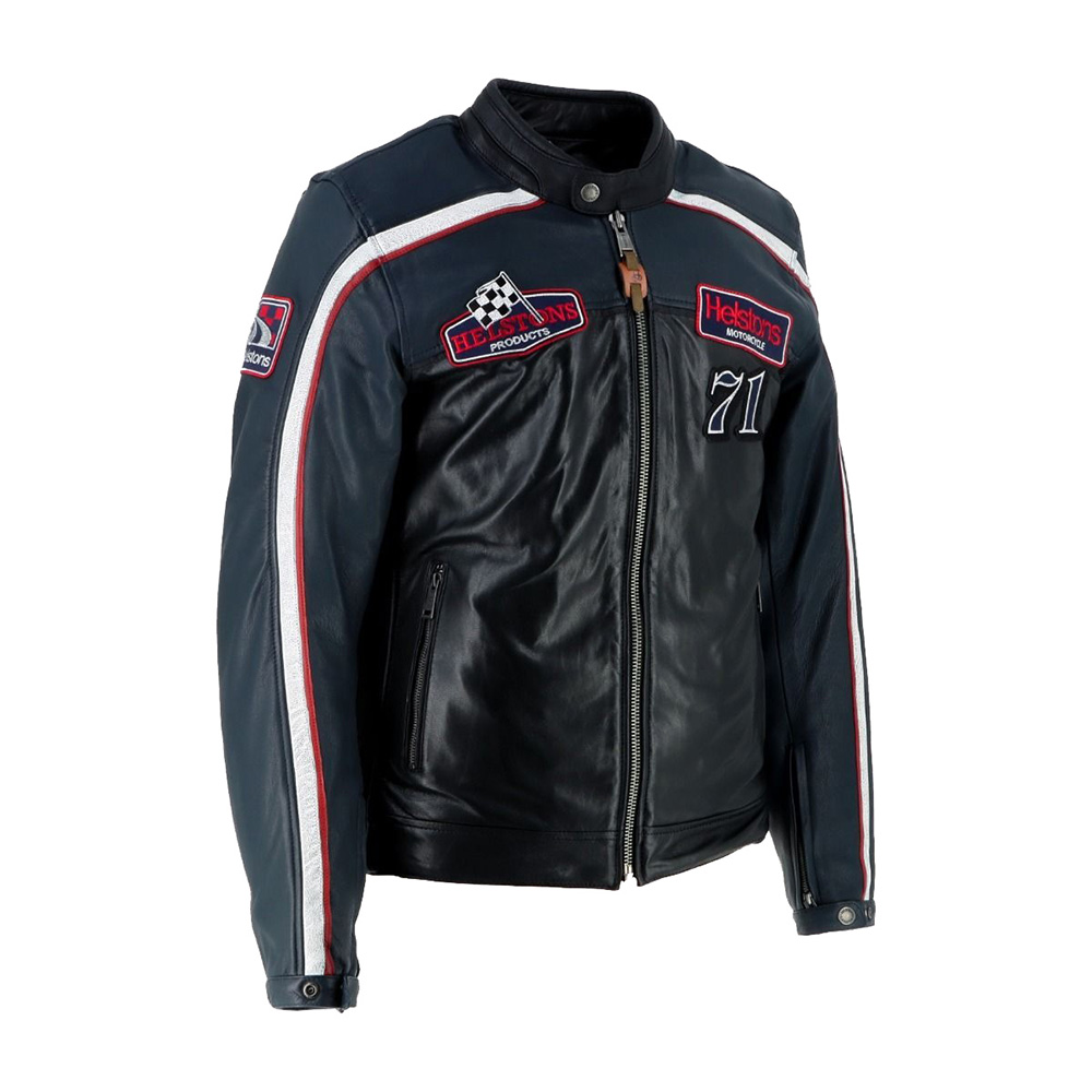Helstons - Blouson Formula Sport - cuir Bleu / Noir / Blanc