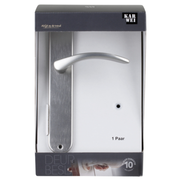 Karwei deurkruk set Stefanie ovaal blind schild RVS look aluminium