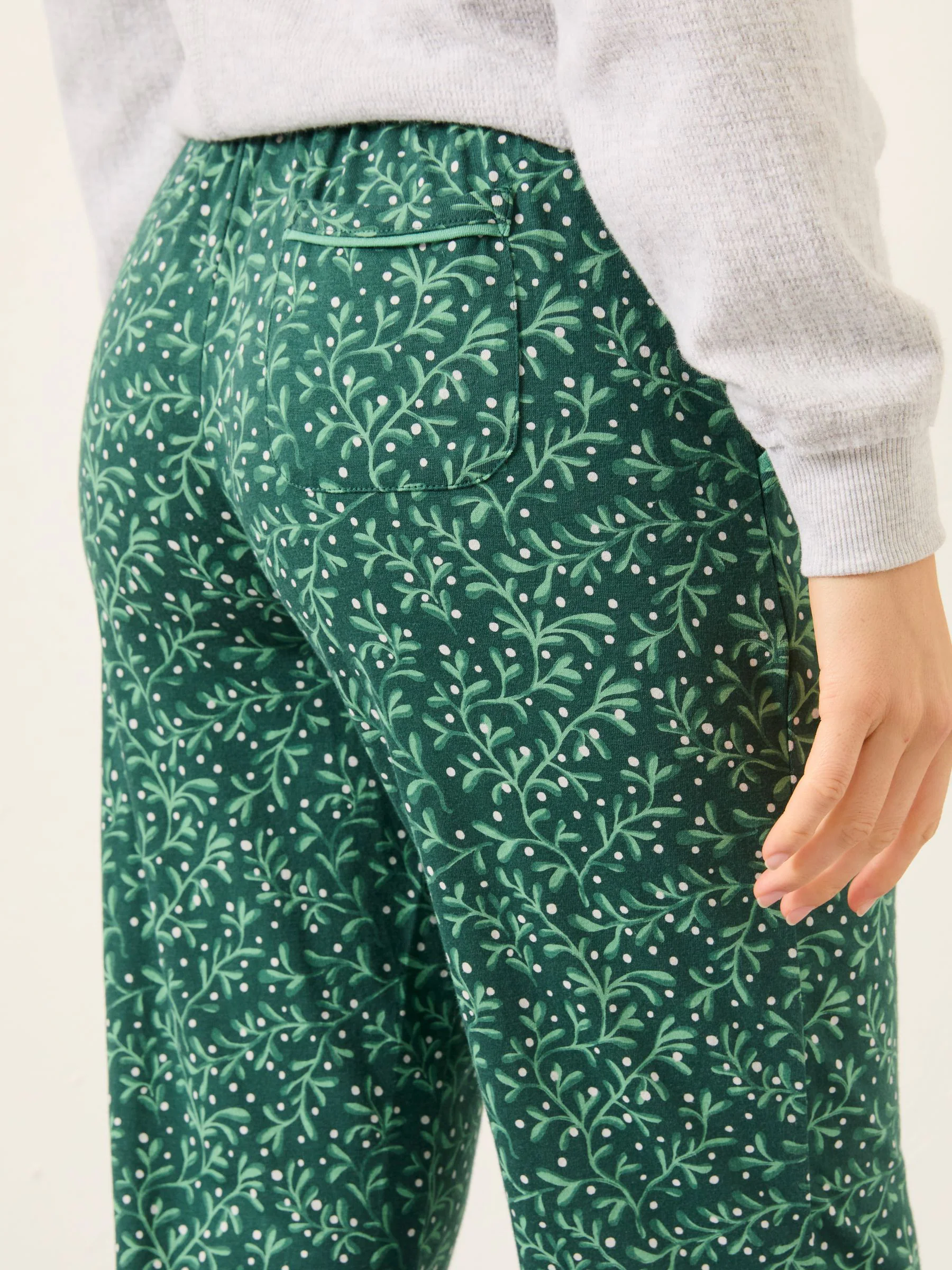 Dark Green Mistletoe - FatFace Jersey Pyjama Bottoms