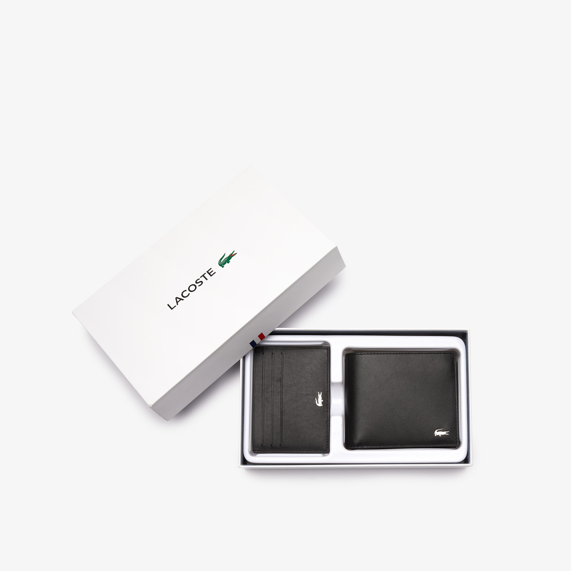Coffret portefeuille et porte-cartes Fitzgerald en cuir uni Portefeuilles - Noir - Lacoste - Homme