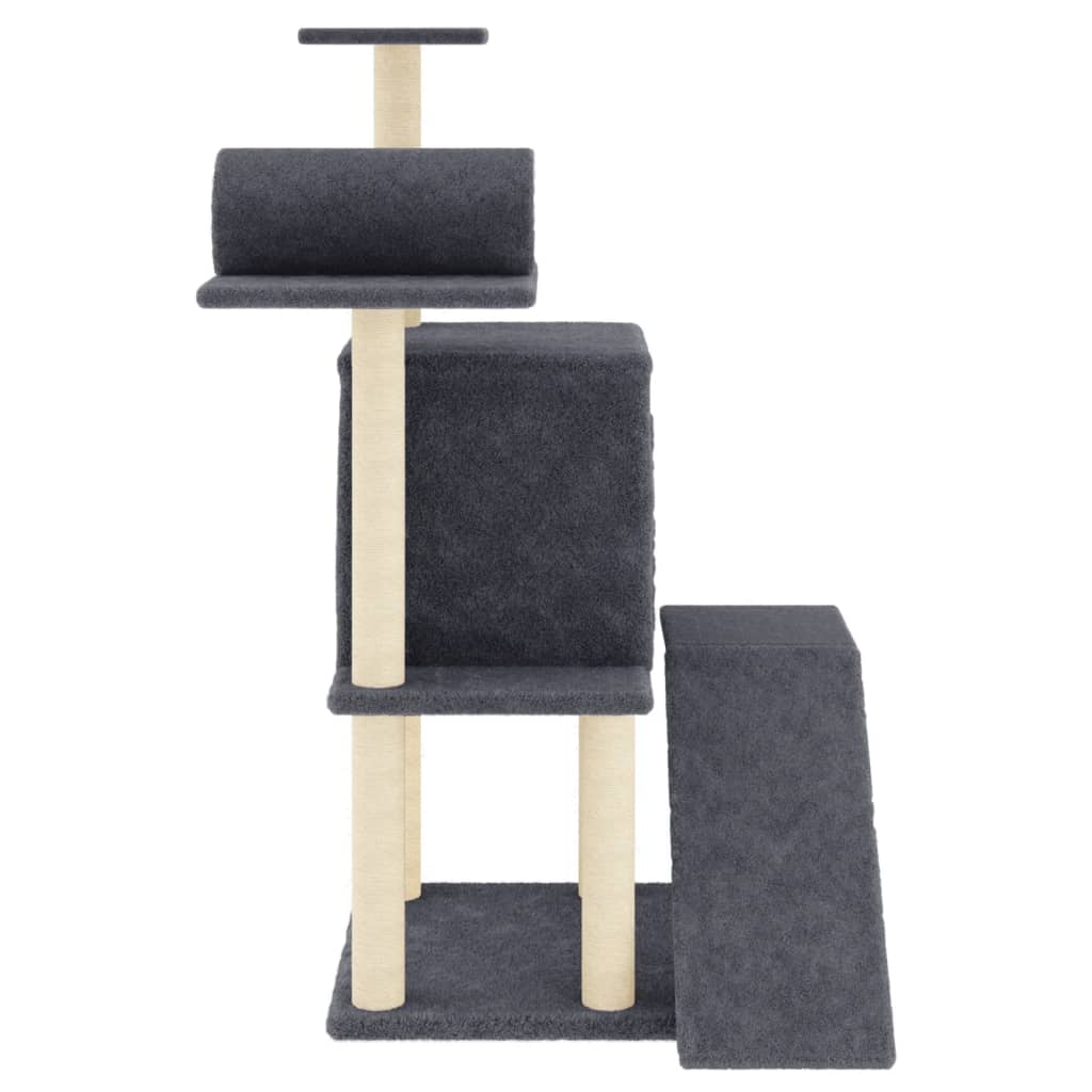 Arranhador para gatos vidaXL com hastes de sisal cinza escuro, 110,5 cm