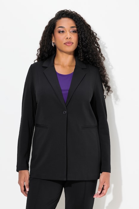 Blazer, Punto di Roma, A-Linie, Reverskragen, Stretch