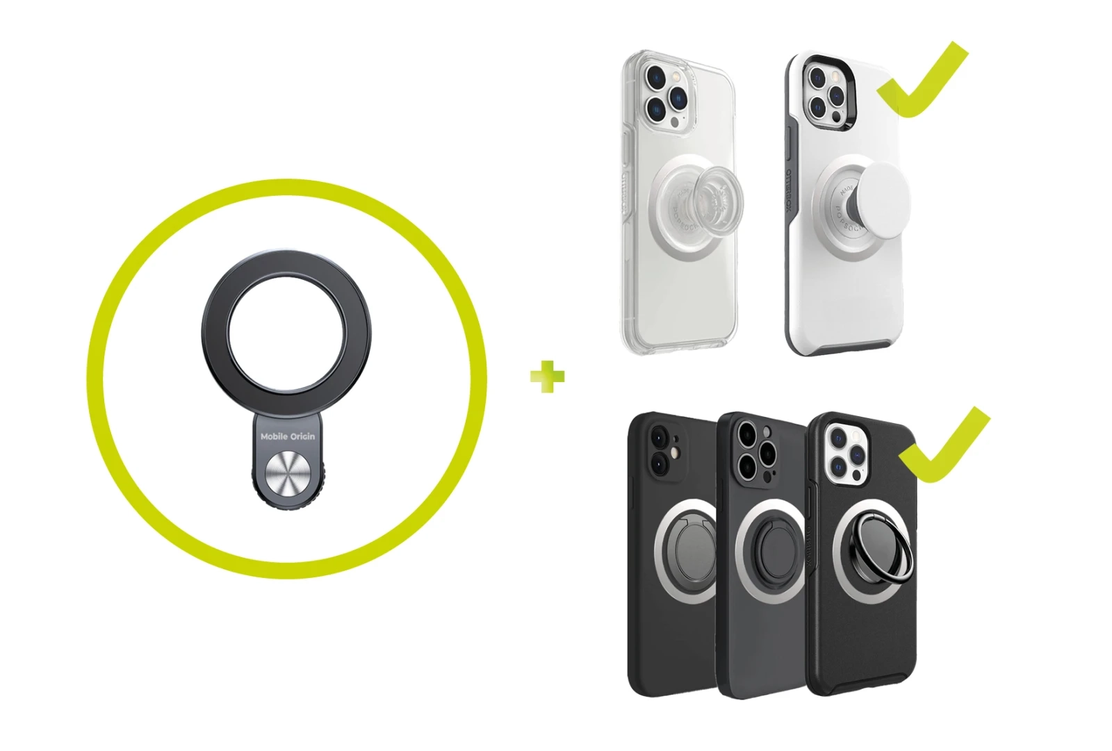 2in1 Universal Magnetische MagSafe Auto KFZ 360° Dashboard und Lüftungsgitter Smartphone Halterung inkl. Magnet Ring - Schwarz