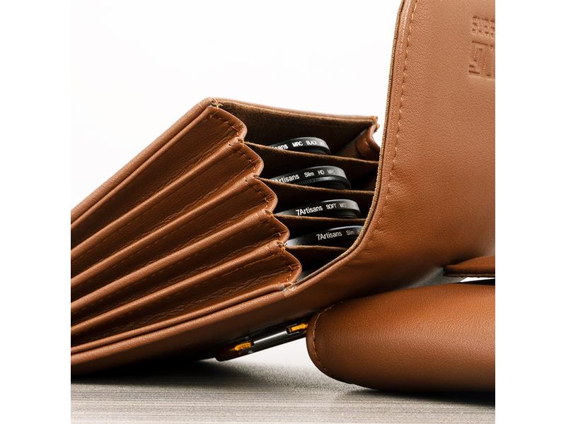 7Artisans Objektivfiltertasche Braun Tasche für fünf Rundfilter