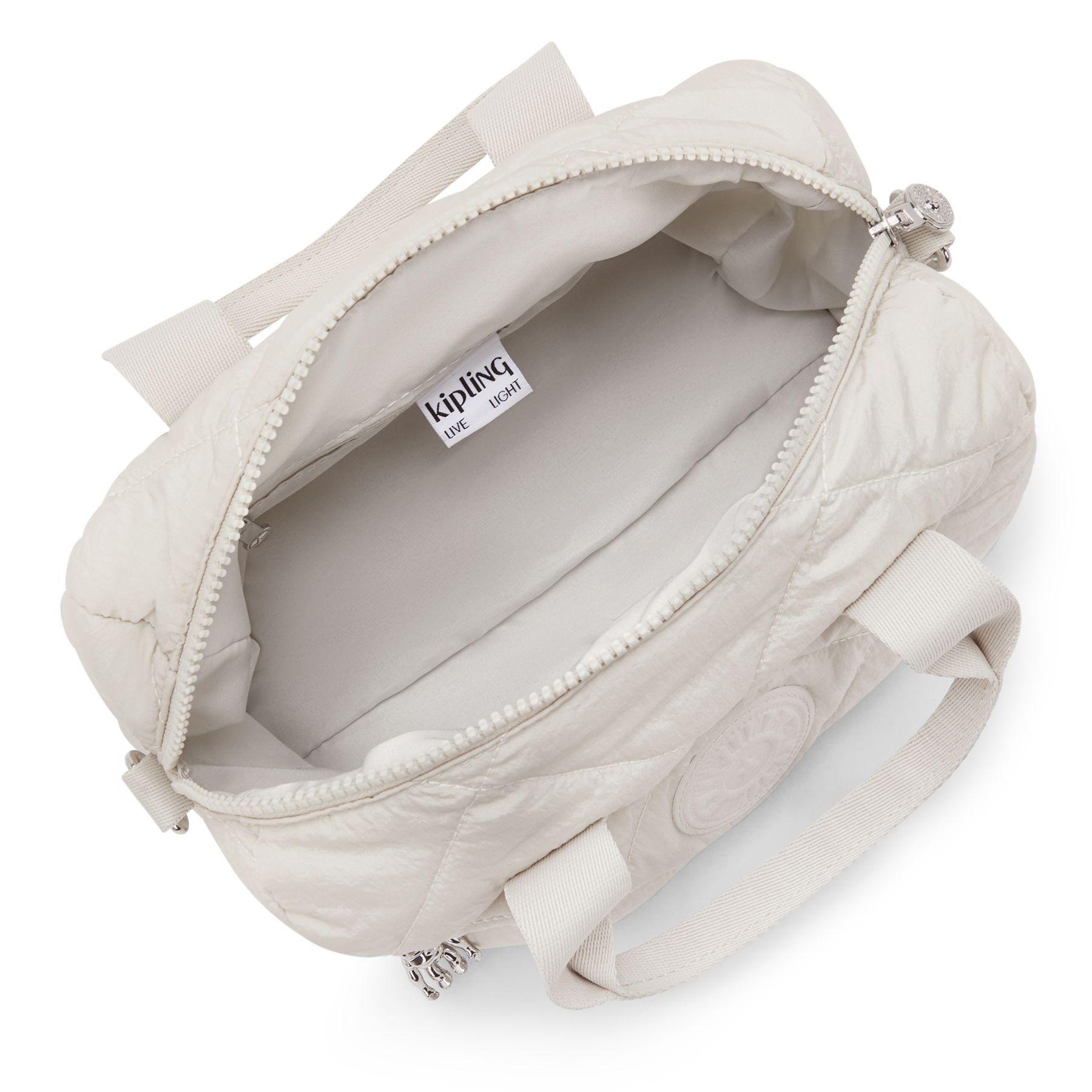 BINA M Sac à main de taille moyenne avec bandoulière ajustable amovible - Airy Beige Quilt