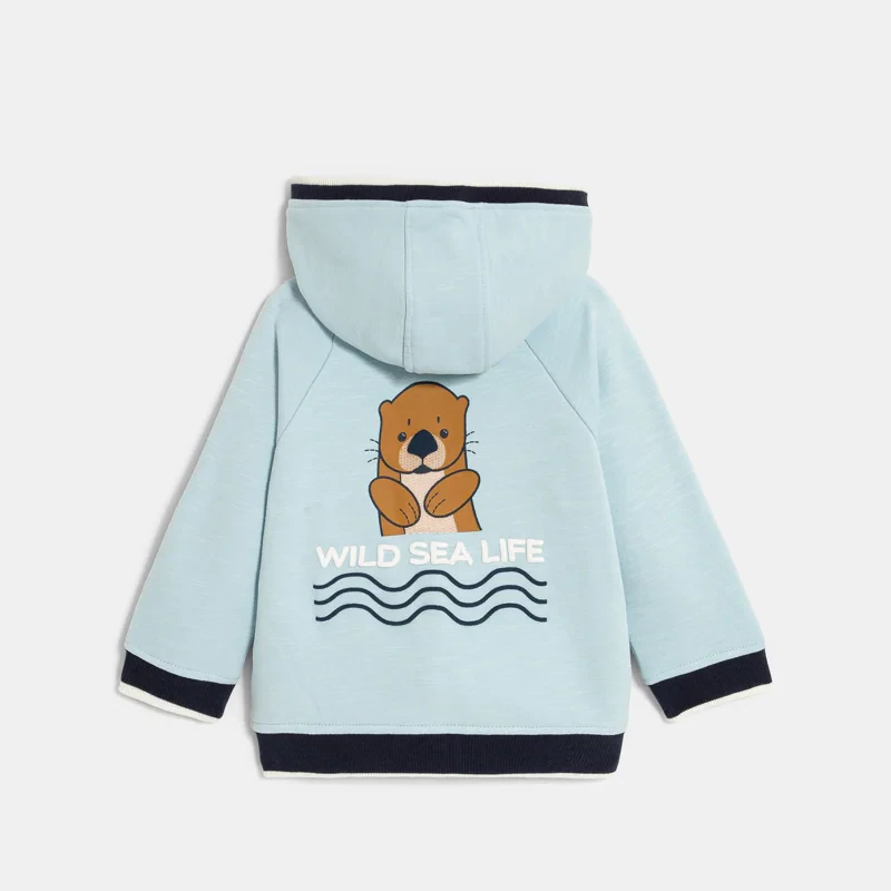Sweat zippé molleton loutre bleu bébé garçon Bleu