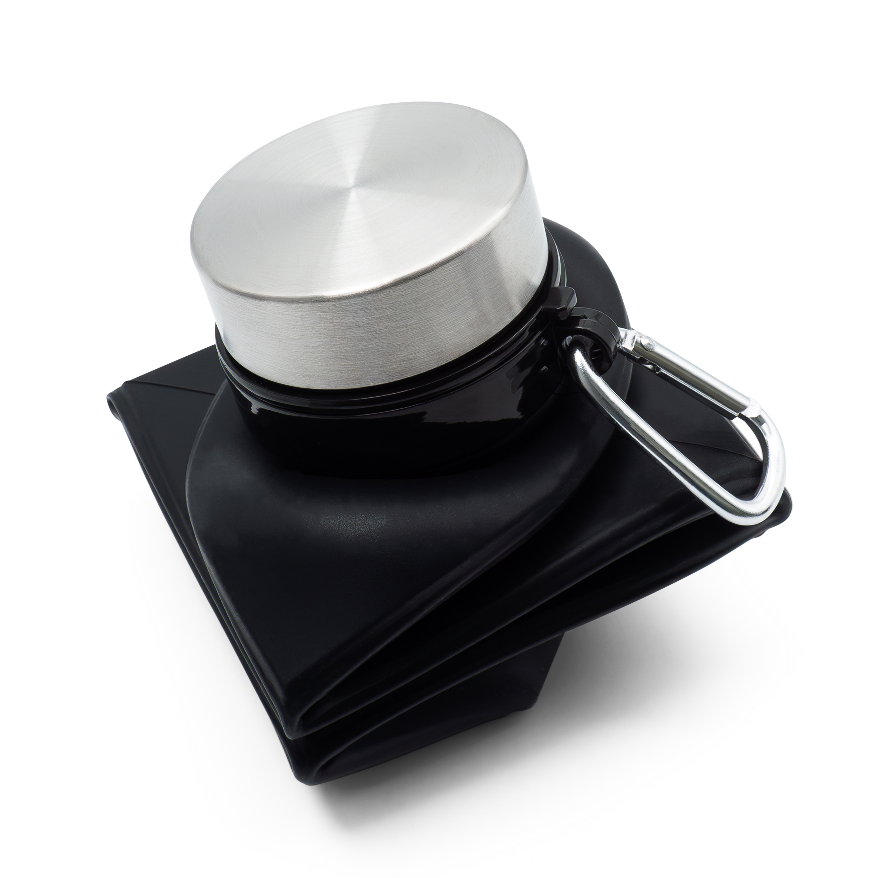 (700ml) Faltbare Trinkflasche Wasserbeutel mit Karabiner Haken - Schwarz
