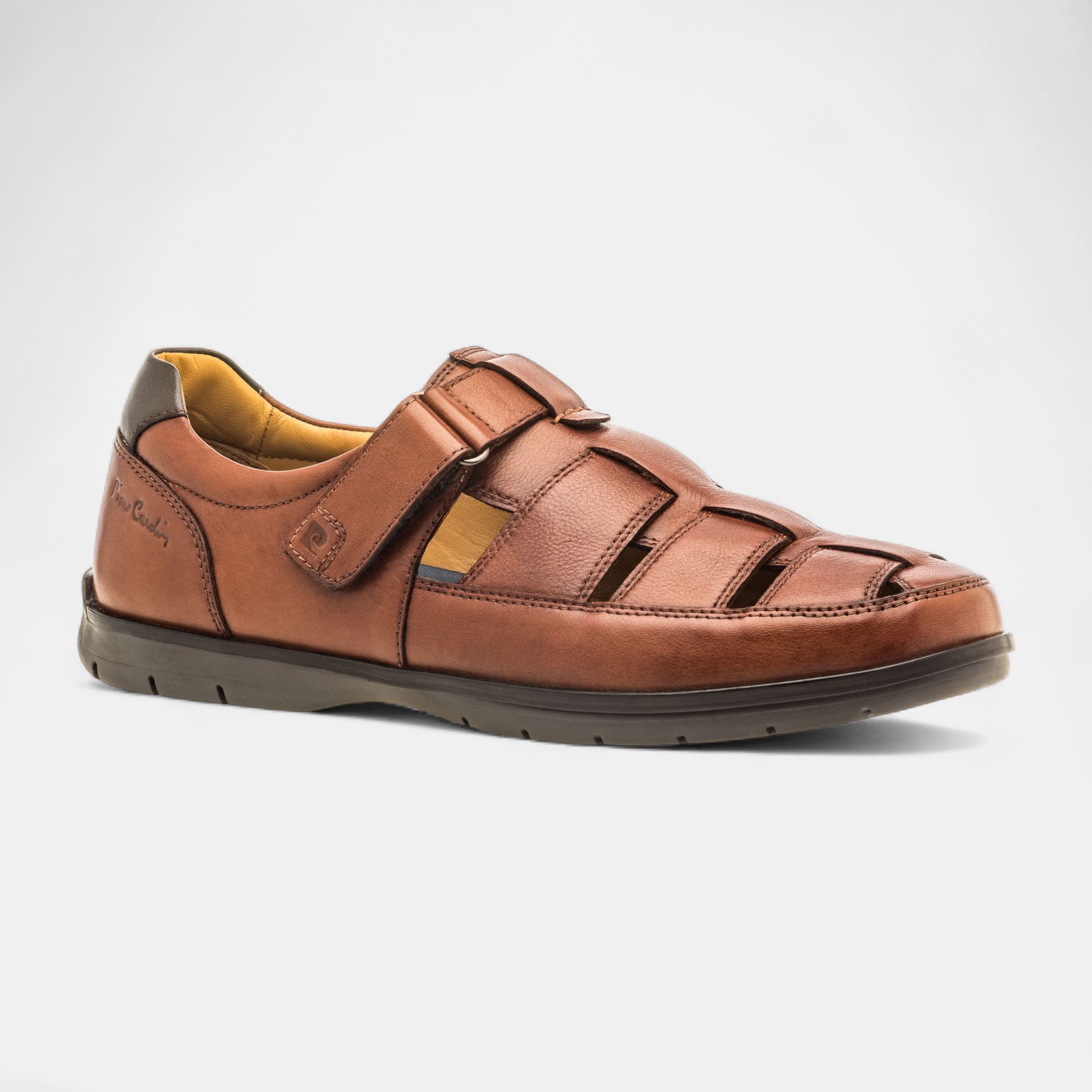 Nu-pieds confort Homme en cuir cognac