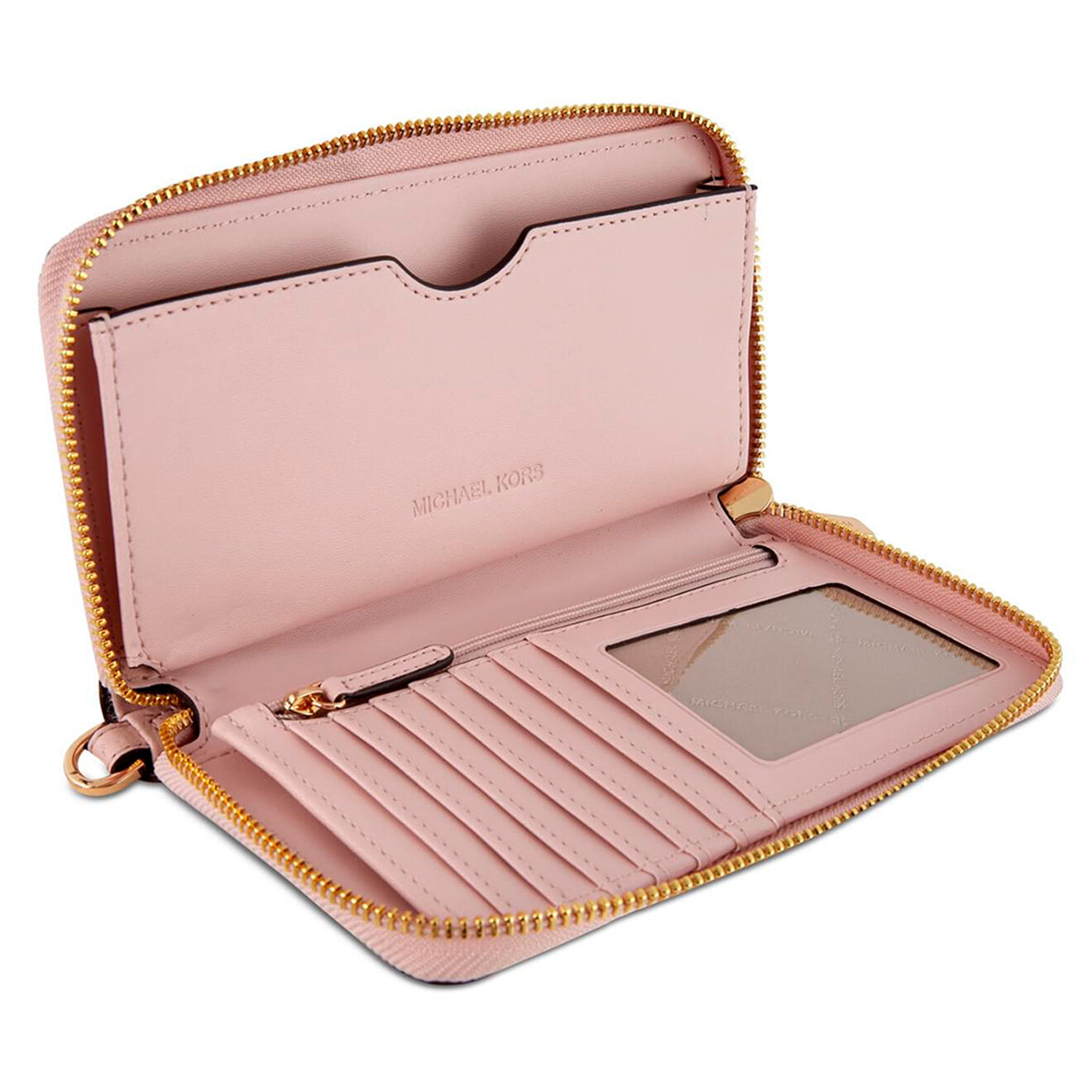 Michael Kors Portefeuille/Etui téléphone en Cuir Jet Set Travel rose clair - 18x10 cm