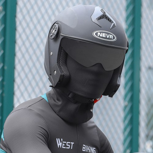 Ski Sturmhaube Motorrad Halstuch Kälte   UV Gesichts Schutzmaske mit Zopfloch - Schwarz