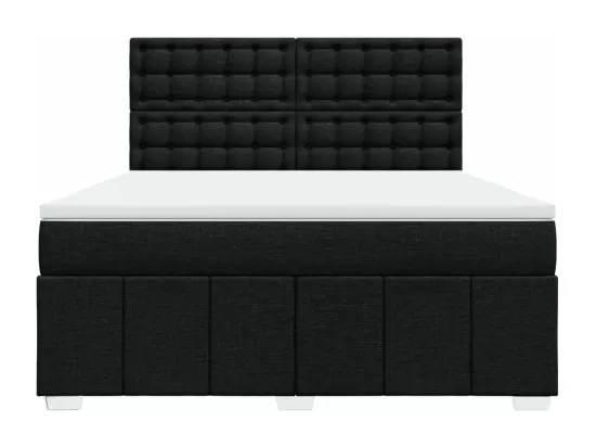 Sommier à lattes de lit avec matelas Noir 180x200 cm Tissu