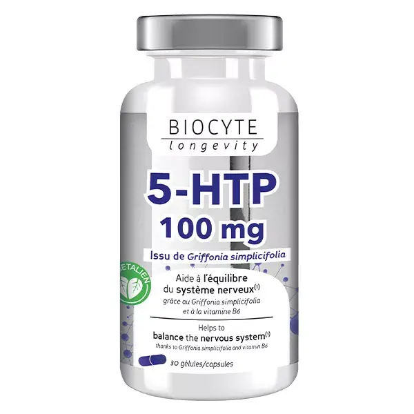 Biocyte 5-HTP 100mg Griffonia Vitamina B6 Equilíbrio do Sistema Nervoso 30 cápsulas