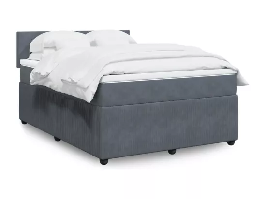 Sommier à lattes de lit et matelas Gris foncé 140x190cm Velours