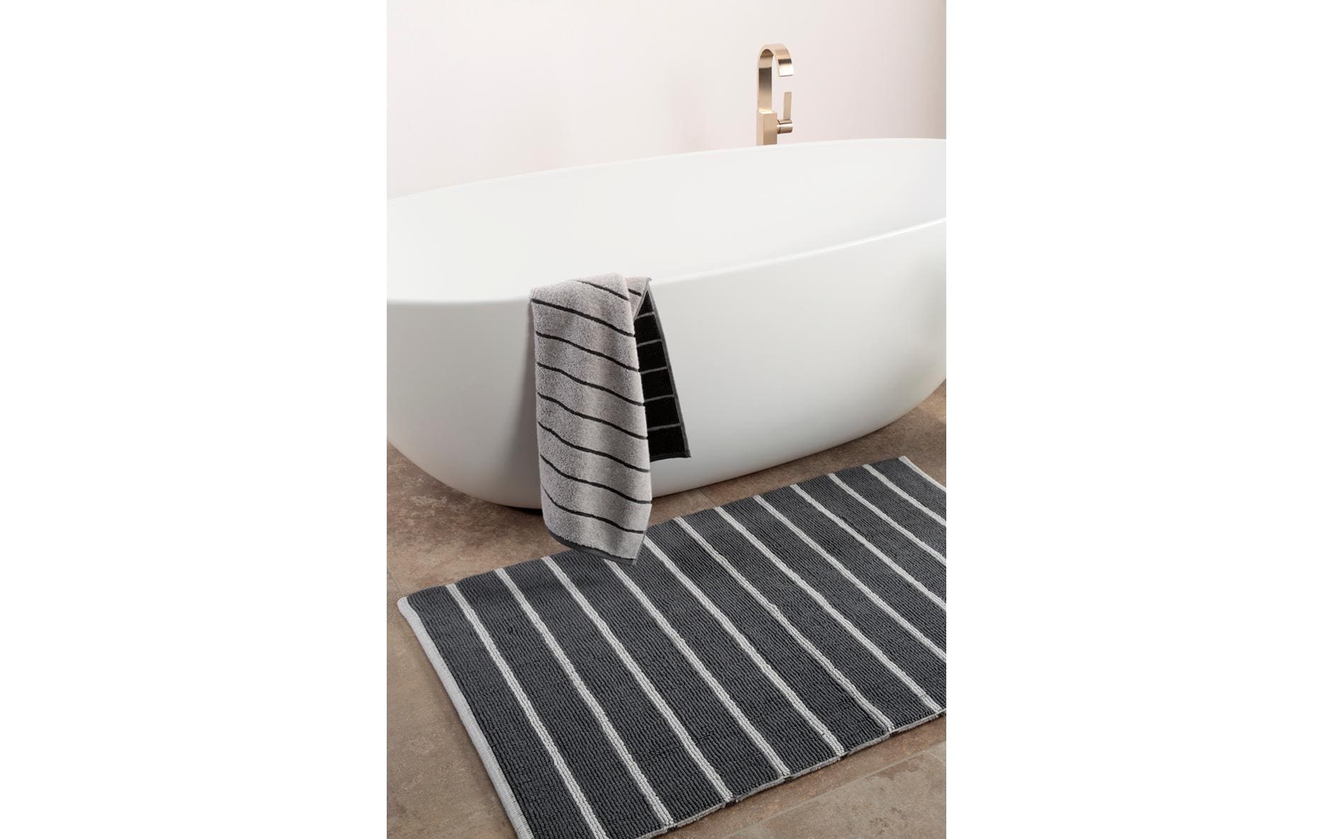 Badteppich Balance Doubleface 60 x 100 cm, Anthrazit<br>Handgewebter Wende-Badteppich