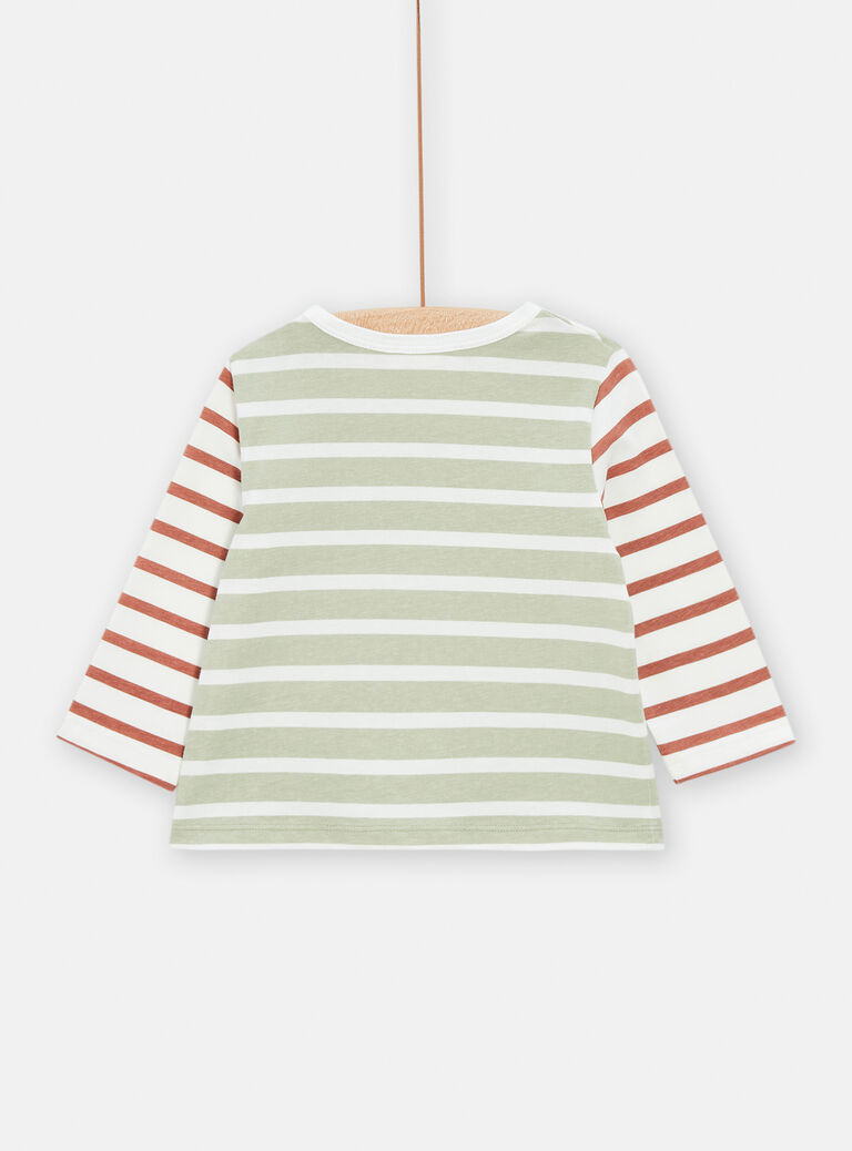 T-shirt rayé à manches longues et contrastées pour bébé garçon