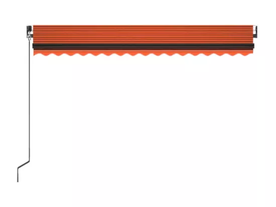 Auvent manuel rétractable avec LED 400x350 cm Orange et marron